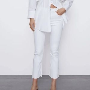 Zara Cropped White Jeans New With Tag